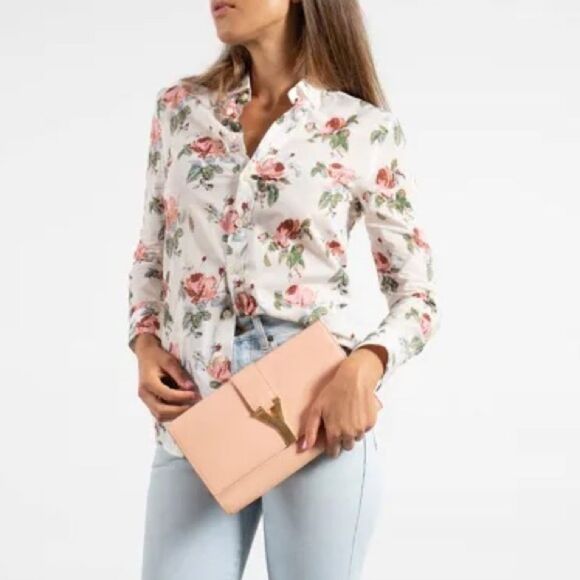 Saint Laurent Floral Rose Print Cotton Voile Button Down Shirt Size 38 FR 6 US - Picture 14 of 14